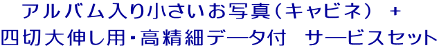 アルバム入り小さいお写真（キャビネ）　+　 四切大伸し用・高精細データ付　サービスセット